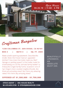 Craftsman Style Open House Flyer